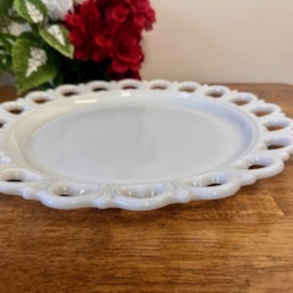 Anchor Hocking Old Colony Milk Glass Platter‎ Lace Edge Vintage Serving Tray - Picture 6 of 6